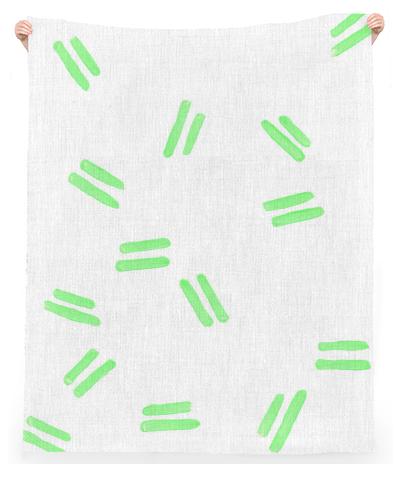 Green Dash Linen Beach Towel