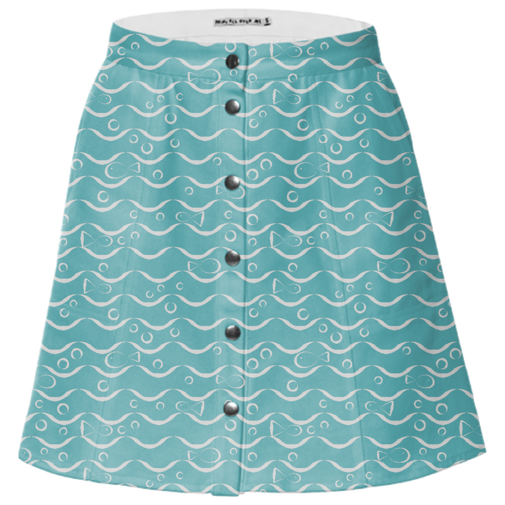 Sea and Fish Mini Skirt