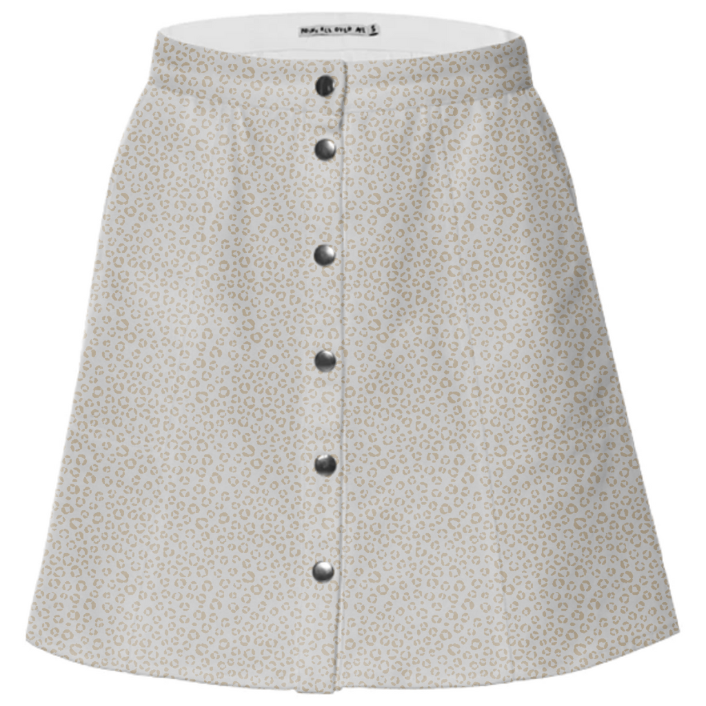 snow leopard button mini skirt