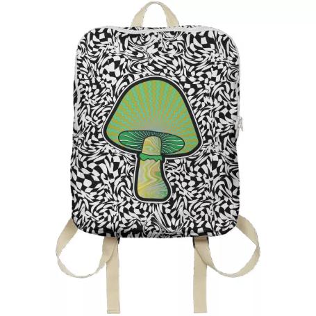 PAOM, Print All Over Me, digital print, design, fashion, style, collaboration, paomcollabs, Backpack, Backpack, Backpack, Green, Shroom, autumn winter spring summer, unisex, Poly, Bags