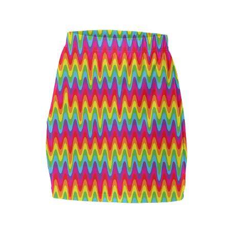 PAOM, Print All Over Me, digital print, design, fashion, style, collaboration, paomcollabs, Mini Tube Skirt, Mini-Tube-Skirt, MiniTubeSkirt, Drippy, Rainbow, spring summer, unisex, Spandex, Bottoms