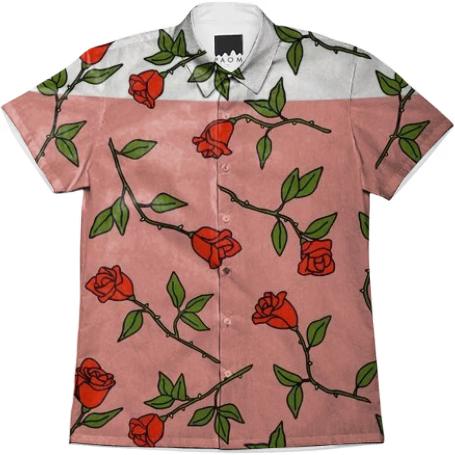 PAOM, Print All Over Me, digital print, design, fashion, style, collaboration, itsstellarose, Short Sleeve Workshirt, Short-Sleeve-Workshirt, ShortSleeveWorkshirt, Thorny, Unisex, Button, spring summer, unisex, Cotton, Tops