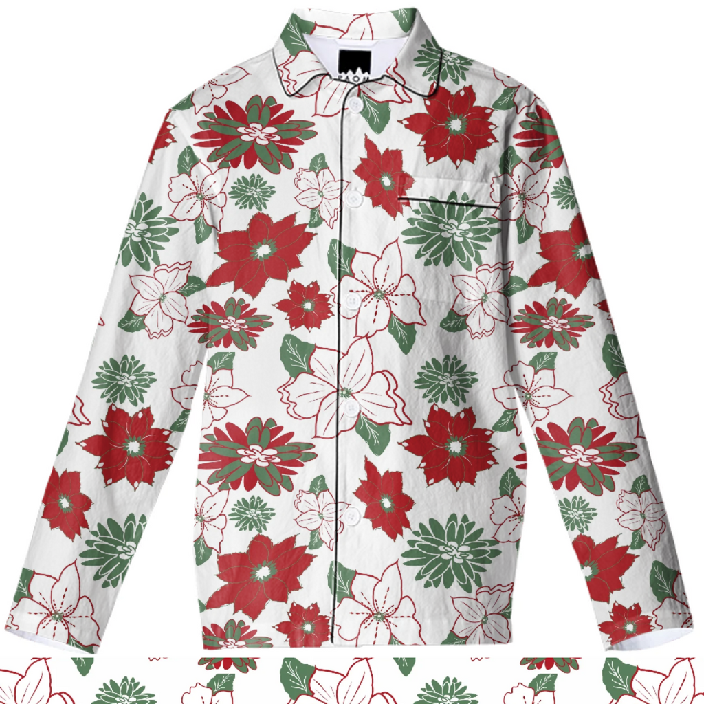 Green and red christmas floral