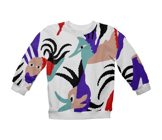PAOM, Print All Over Me, digital print, design, fashion, style, collaboration, gambette, Kids Sweatshirt, Kids-Sweatshirt, KidsSweatshirt, Birds, Paradise, Sweater, autumn winter spring summer, unisex, Poly, Kids