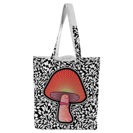 PAOM, Print All Over Me, digital print, design, fashion, style, collaboration, paomcollabs, Tote Bag, Tote-Bag, ToteBag, Red, Shroom, autumn winter spring summer, unisex, Poly, Bags