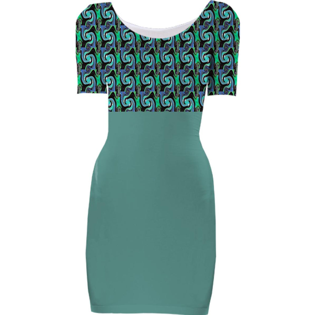 Dusty Green Print Top Bodycon Dress – PAOM