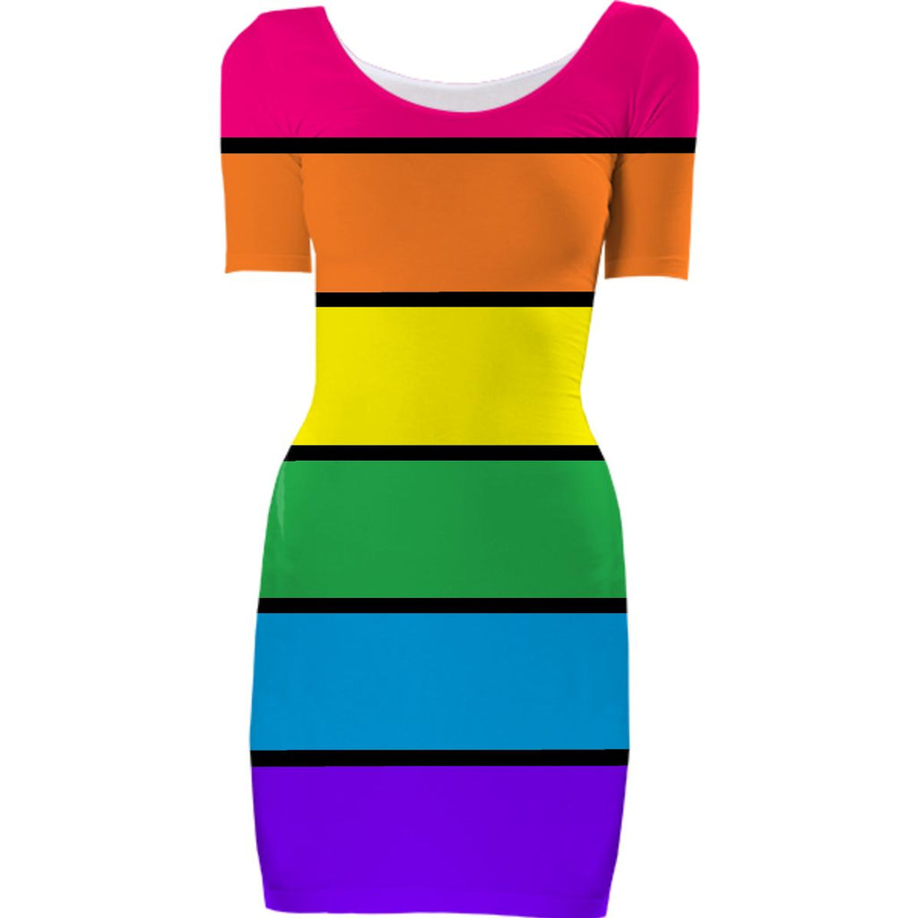 Happy Rainbow Stripes Bodycon Dress