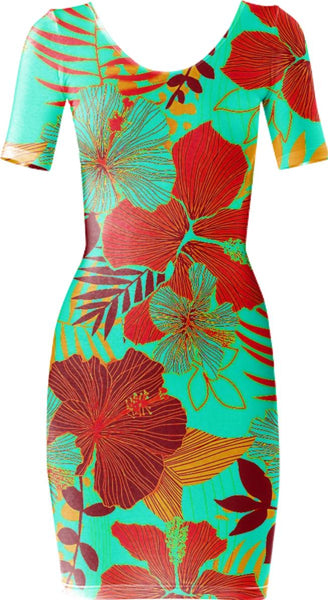HAWAIIAN GETAWAY STYLE BODYCON DRESS PAOM