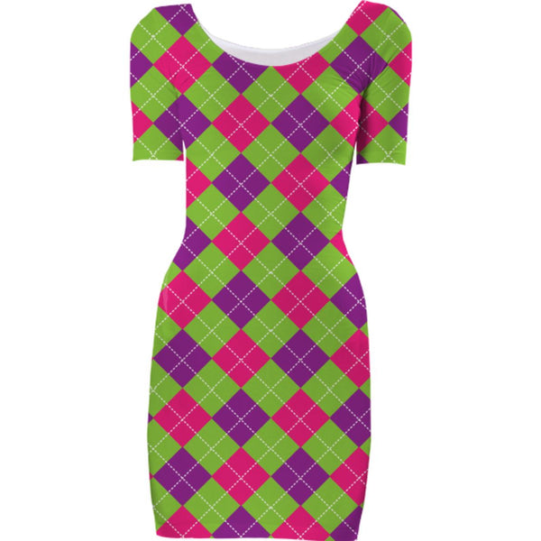 argyle print bodycon dress Jeeves Mini Dress in Argyle Brown