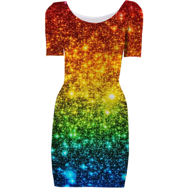 Rainbow Astral Glitter Bodycon Dress  PAOM