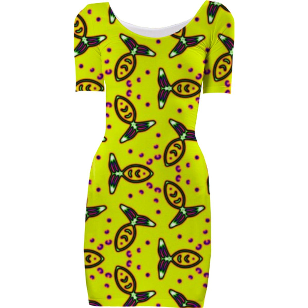 Yellow Fish Bodycon Dress Yellow Fish Bodycon Dress