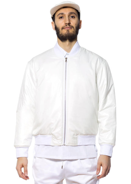 Blue white bomber clearance jacket