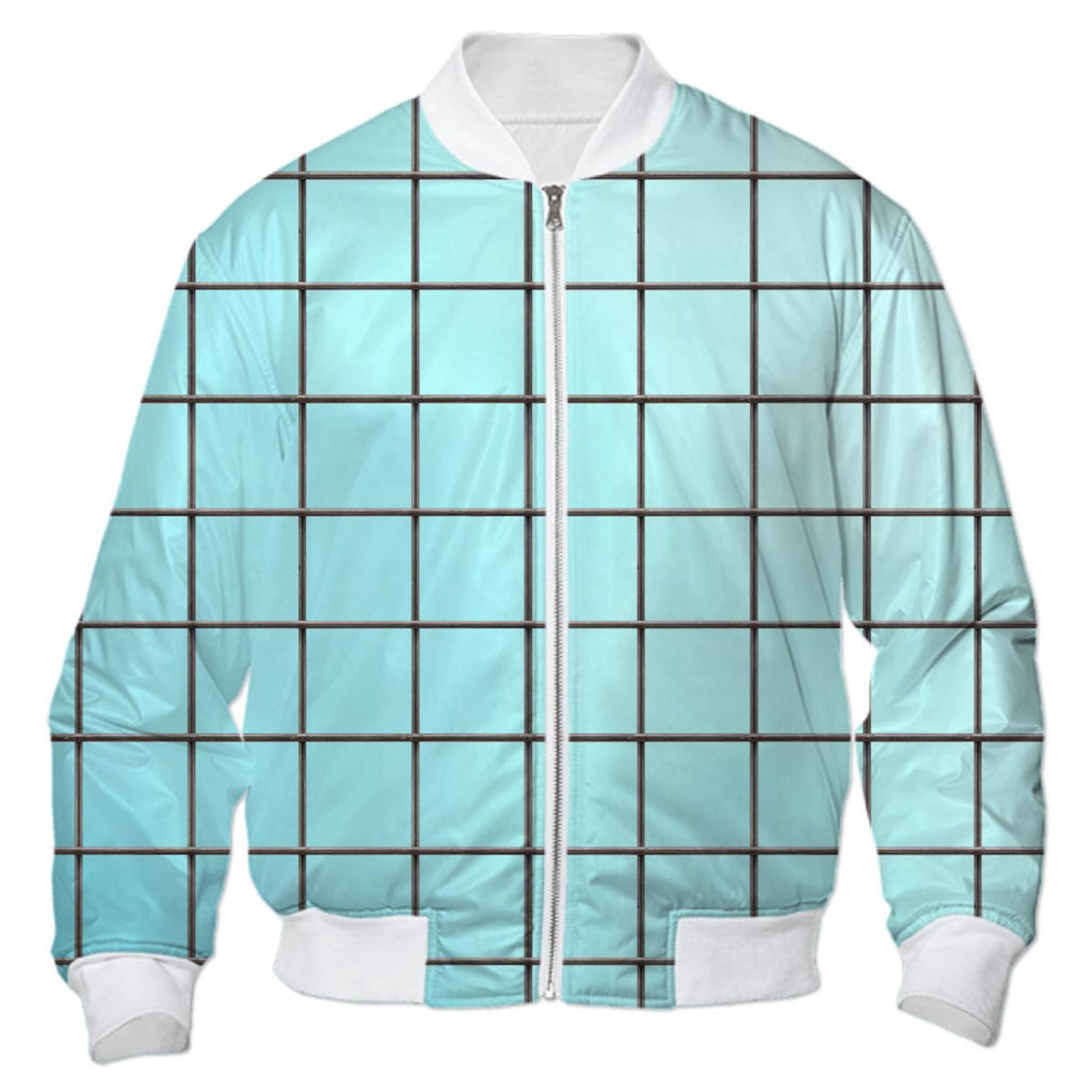 PAOM, Print All Over Me, digital print, design, fashion, style, collaboration, various-projects, various projects, Bomber Jacket, Bomber-Jacket, BomberJacket, HOCKNEY, BLUE, GRID, autumn winter, unisex, Nylon, Outerwear