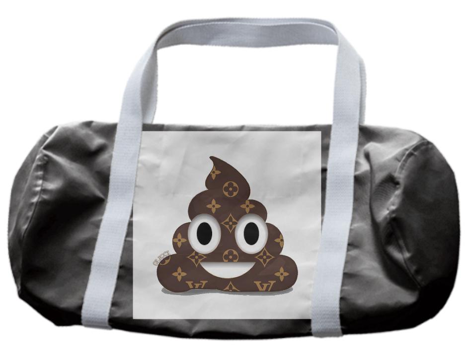 Louis Duffle Bag filled with poop emoji