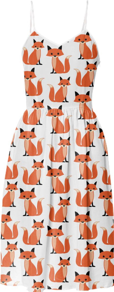 Cute kawaii hipster fox pattern of foxes summer sun dress