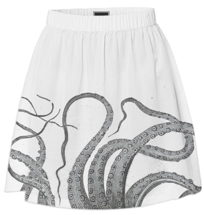 Octopus tentacles vintage kraken sea monster graphic emo goth summer skirt