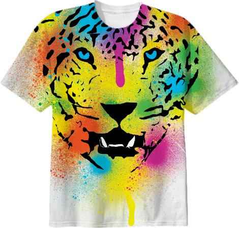 POP Tiger Colorful Paint Splatters and Drips All Over T Shirt