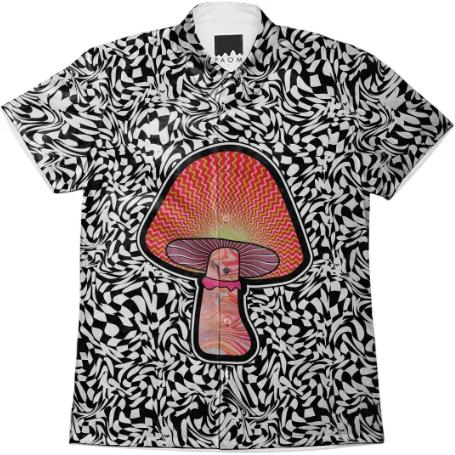 PAOM, Print All Over Me, digital print, design, fashion, style, collaboration, paomcollabs, Short Sleeve Workshirt, Short-Sleeve-Workshirt, ShortSleeveWorkshirt, Red, Shroom, spring summer, unisex, Cotton, Tops