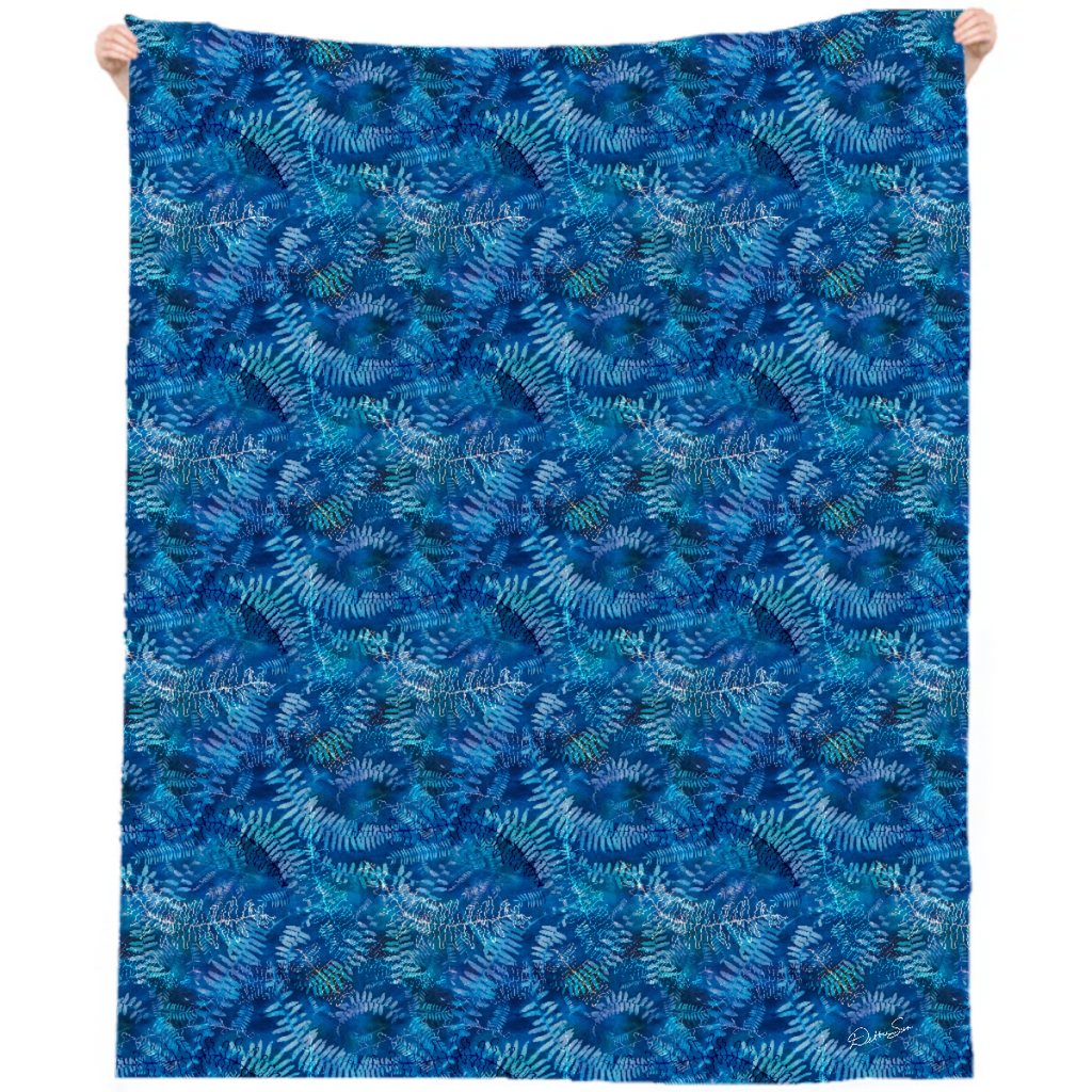 Midnight Fern Linen Beach Throw