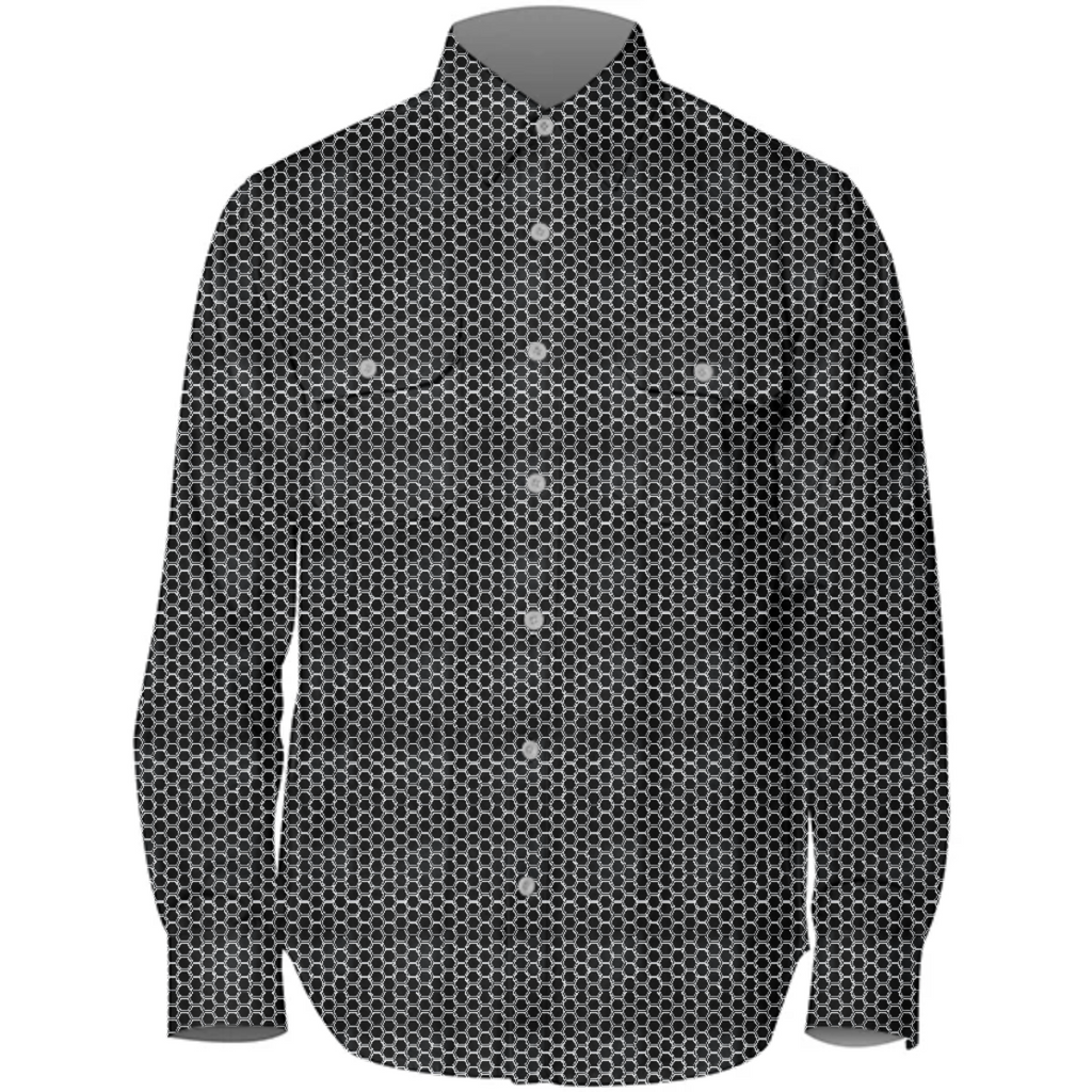 Tiled Micro Mesh Hexagon Work Shirt