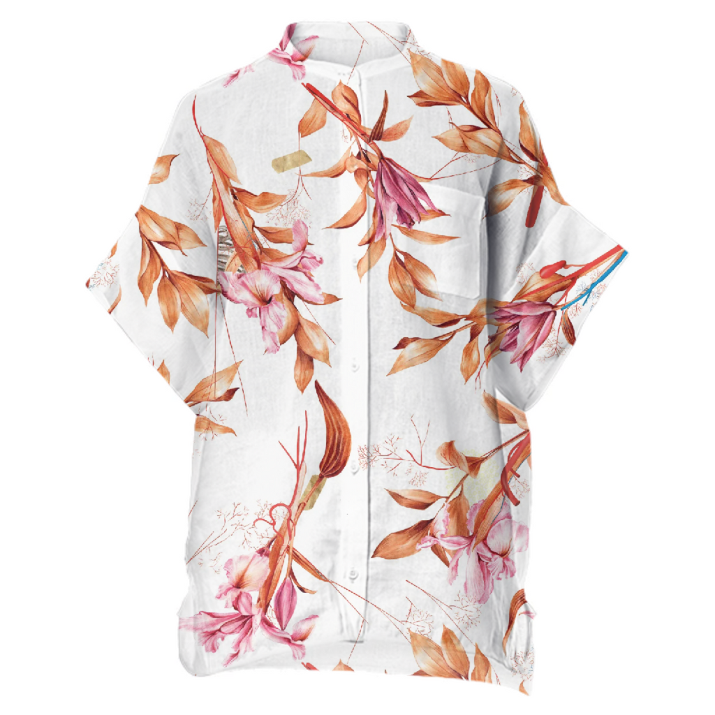 Fleur De Lis Boxy Linen Shirt
