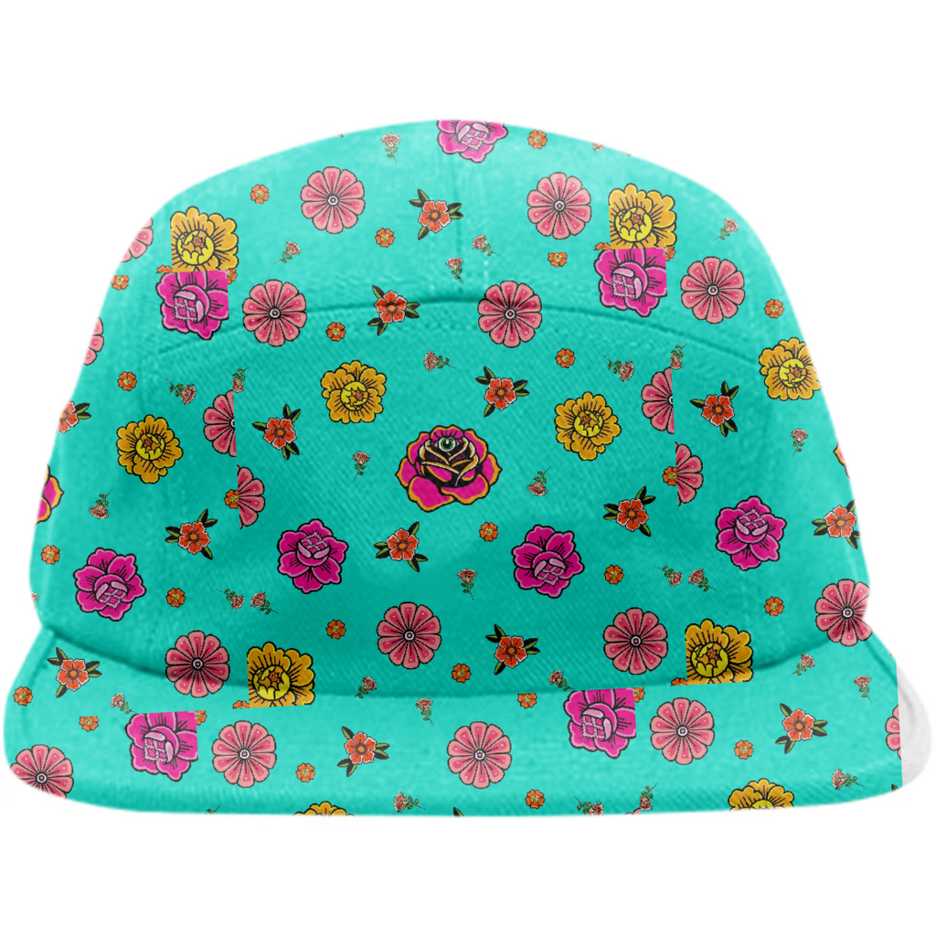 Turq flower hat