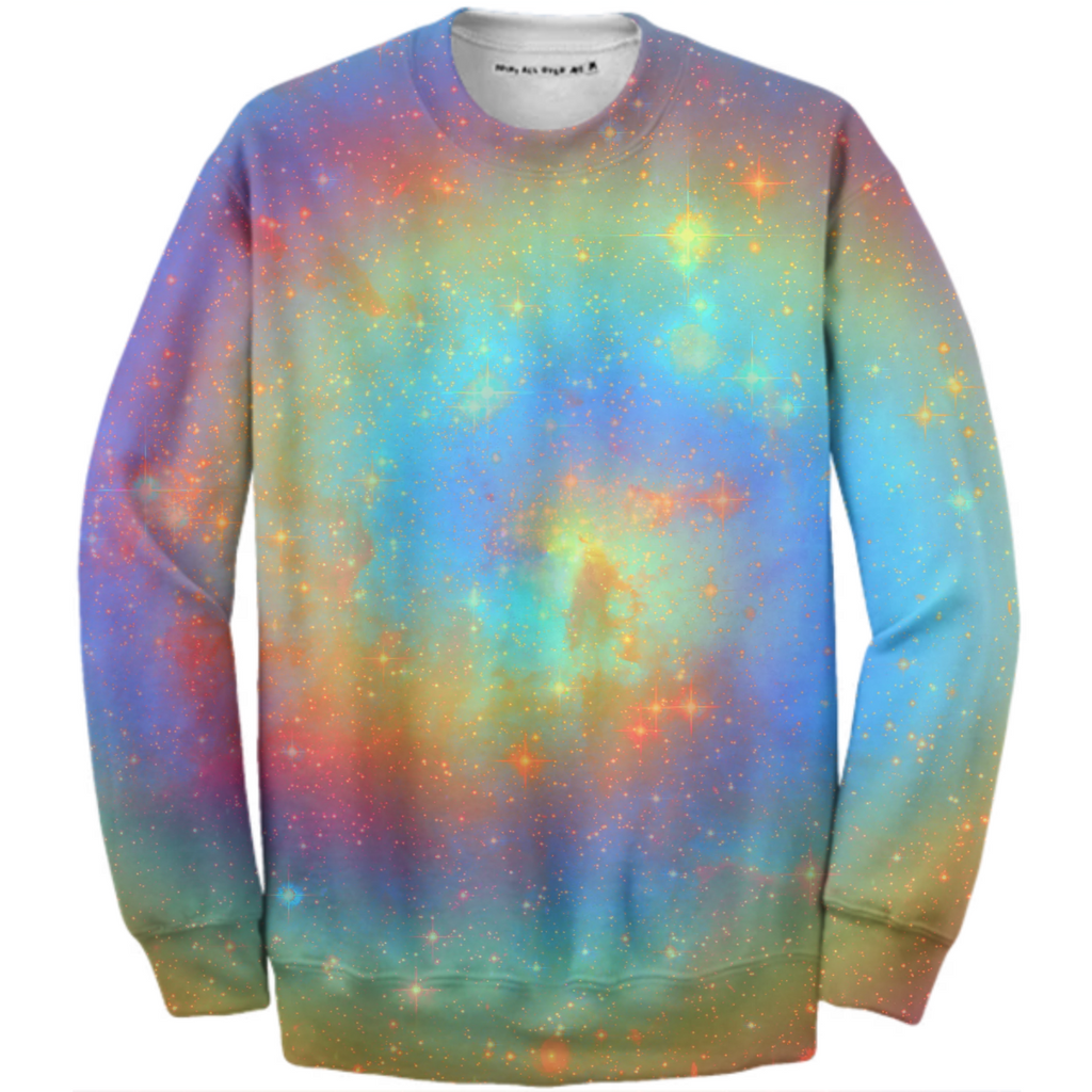 Rainbow Space Spiral Cotton Sweatshirt