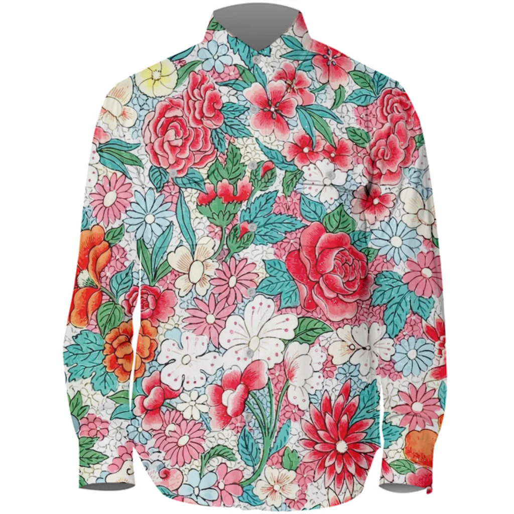 flower rose carnation floral pattern repeating workshirt