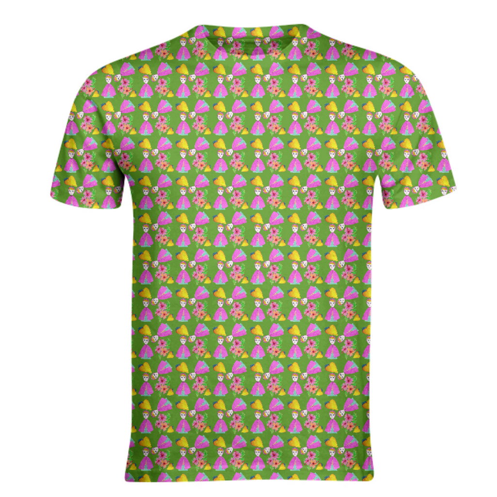 girl with hood cape heart lemon pattern green