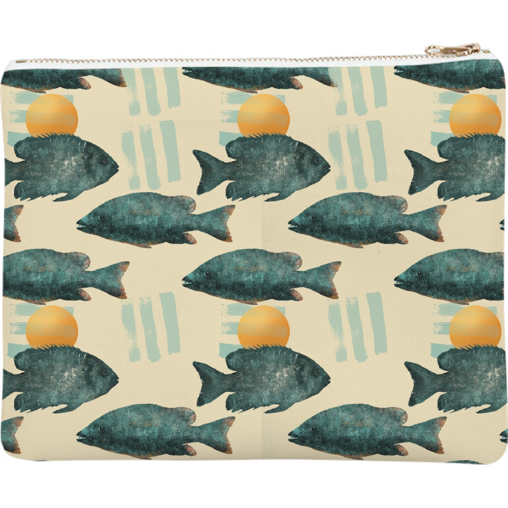 Mystic Underwater Garden: Teal Fish Pattern