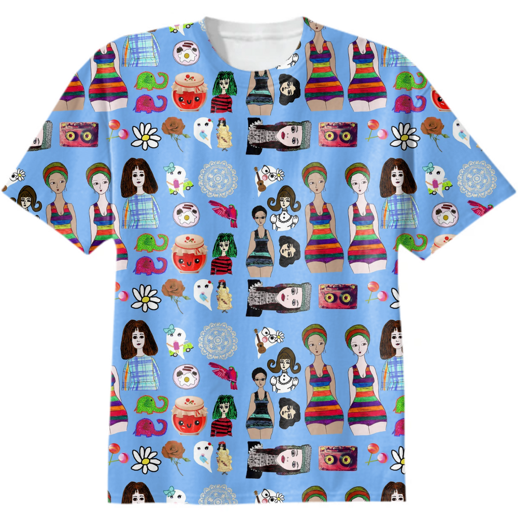 drawing collage blue