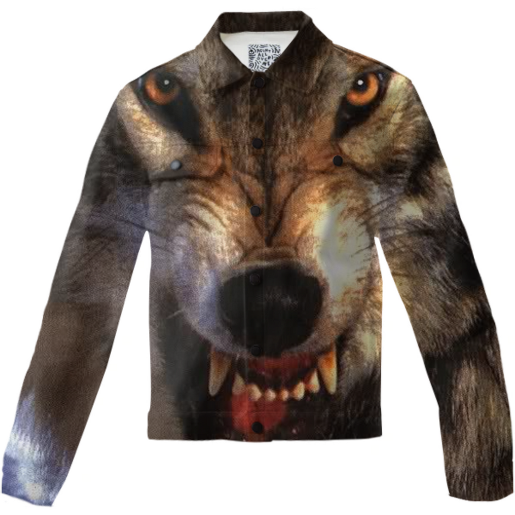 wolf showing teeth twill jacket 3
