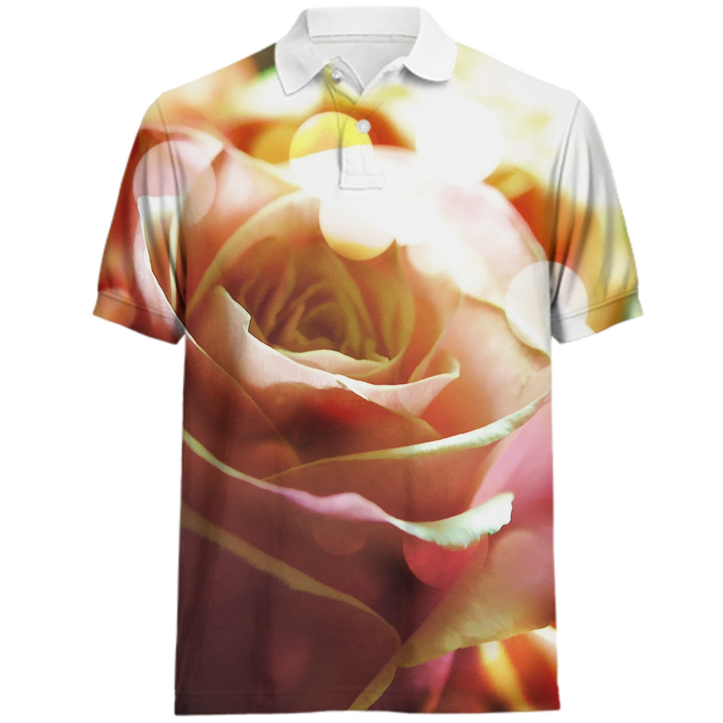 Pink Rose In Sparkling Light Polo Shirt