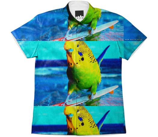 Yellow Parrot Tile Button Up Shirt