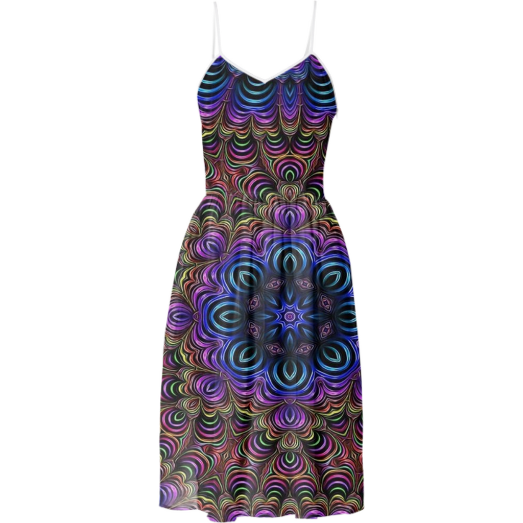 Blue Purple Swirl Kaleidoscope Summer Dress