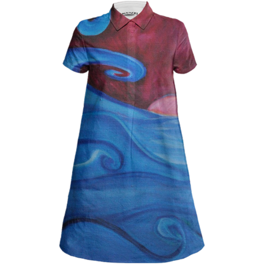 Ocean Wave Aria Mini Shirt Dress
