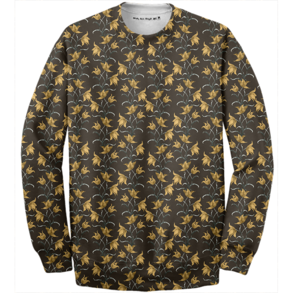 Brown and yellow magnolia trellis sweatshirt