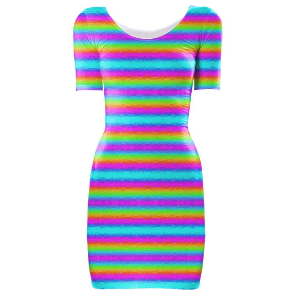 Rainbow Shapes Stripes Bodycon Dress