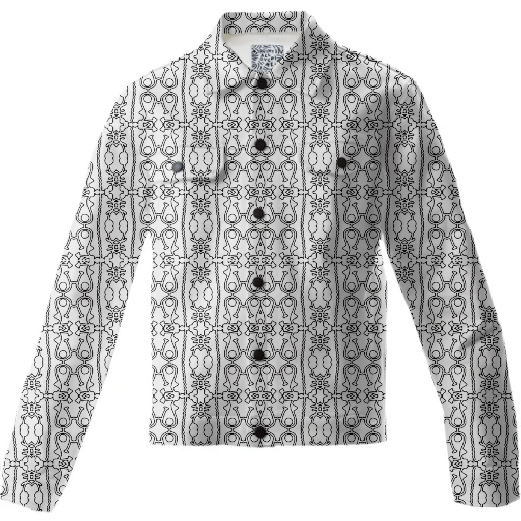 Modern Tribal Black and White Ornate Stripes