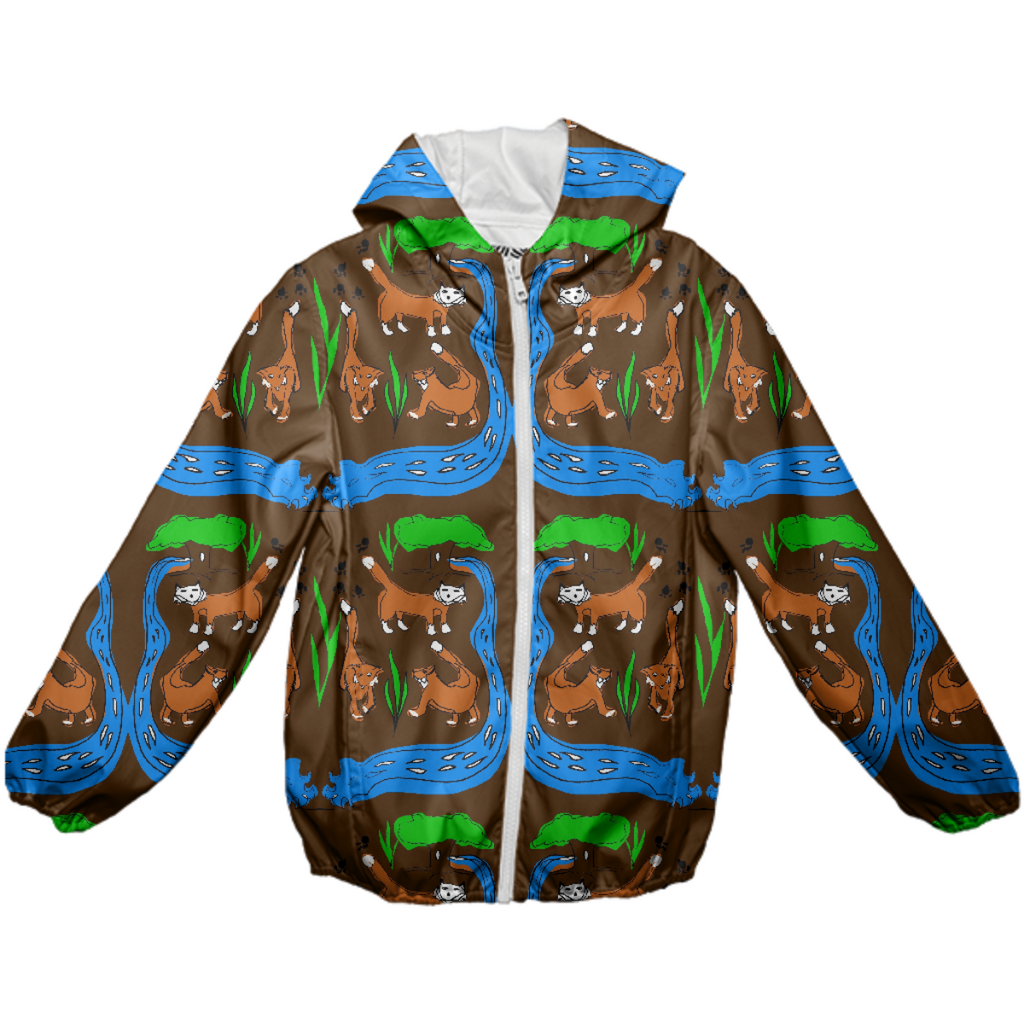 Foxes Pattern Kids Rain Jacket