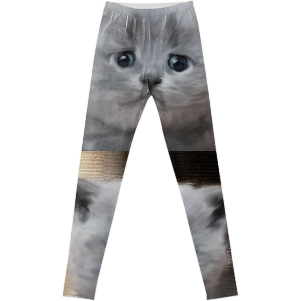 sad cute cat design on leggings