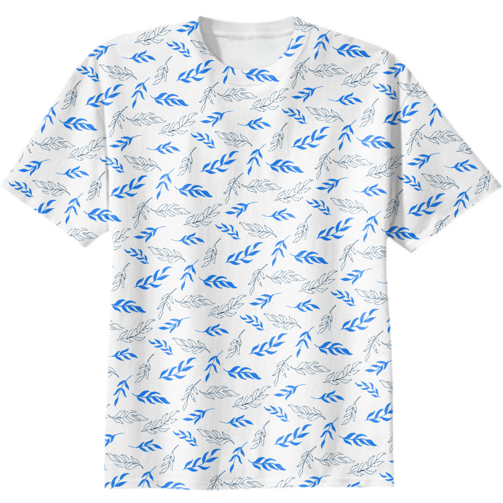 Blue branches seamless pattern. Leaves hand drawn illustration. Spring background. Floral backdrop.