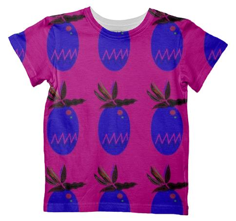 Kids tshirt ananases blue pink wild