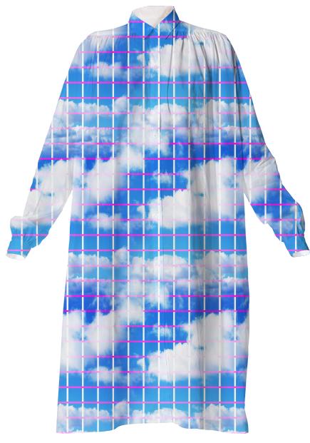 Cloud 7 Grid Paper Print Shirtdress