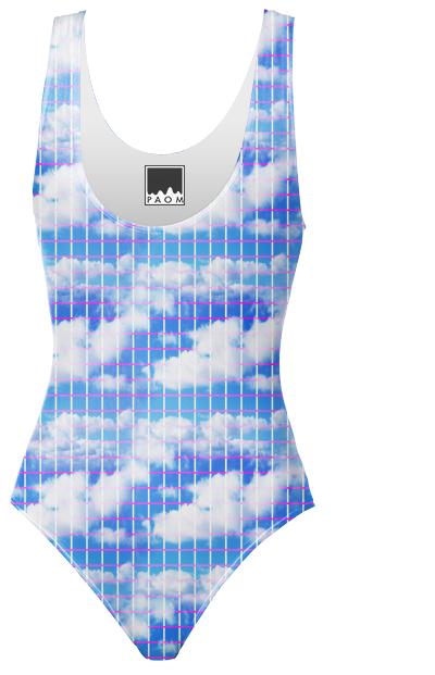 Cloud 7 Grid Paper Print Swimsuit
