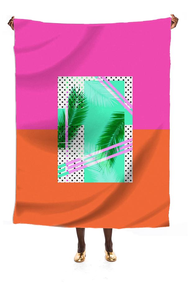 Palm Leaf Polka Dot Multi Colorblock Scarf