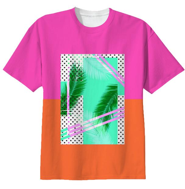 Palm Leaf Polka Dot Multi Colorblock T shirt