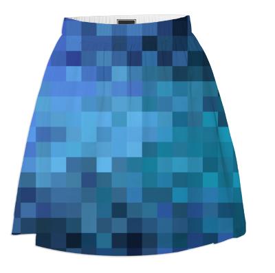 Blue Pixels Summer Skirt