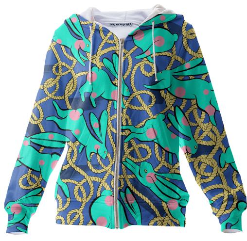 funny bunnies zip up hoodie