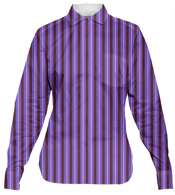 Women s Button Down Shirt Striped in Purple and Marsala